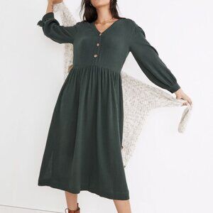 NWT Madewell Lightspun Button-Front Midi Dress (S)